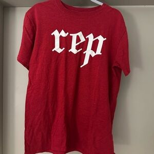 Red Graphic T-Shirt with Rep on Front